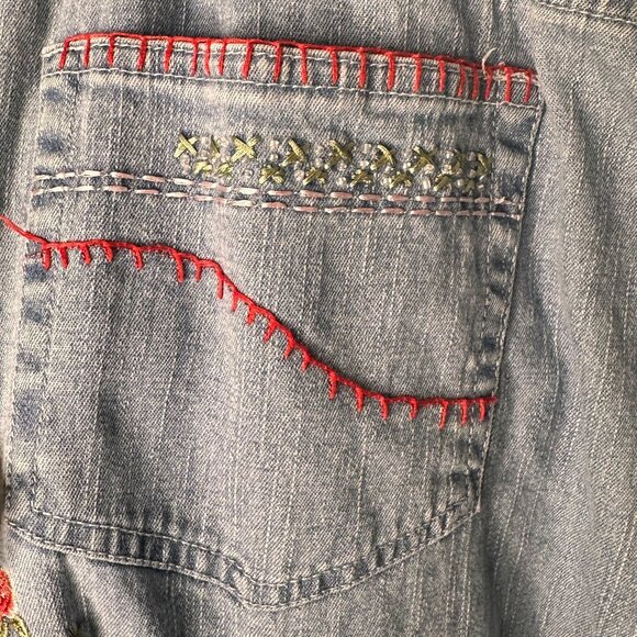 Vintage Boho Embroidered Floral Wide Leg Hight Waist Jeans Womens 14 Cottage - Picture 14 of 14